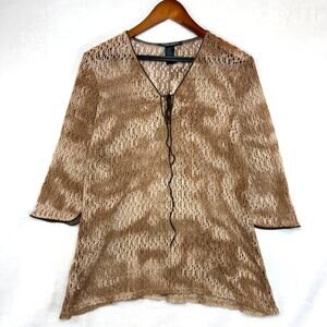 Bisou Bisou Fishnet Large Top Tunic Dyed Fairy Grunge Knit‎ Coverup Beach Retro